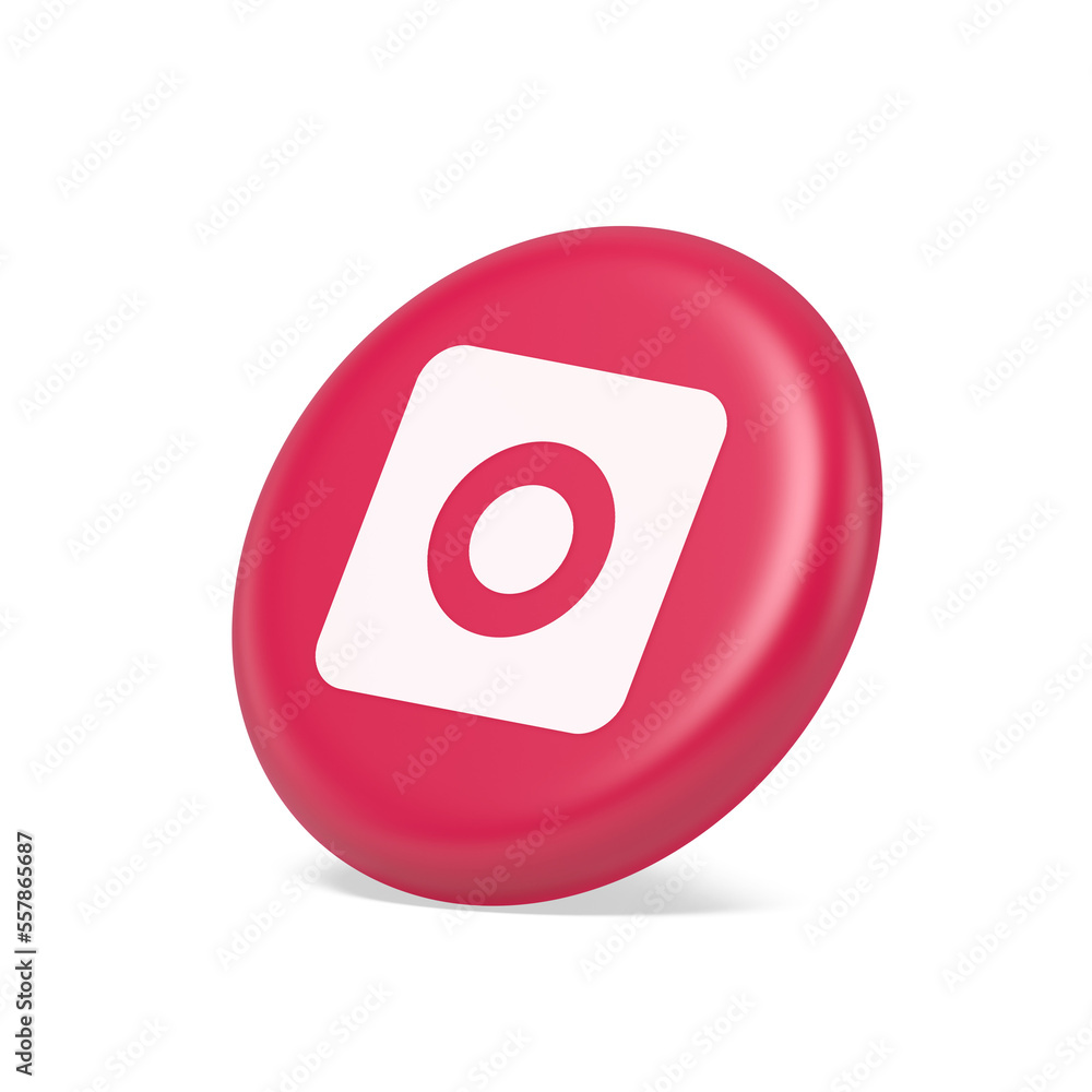 Poster camera photo video shooting button multimedia content creation web application 3d side view icon