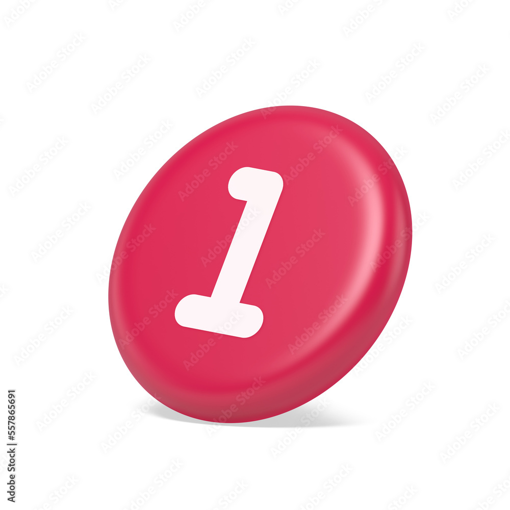 Aufkleber one number button finance counting panel keyboard user interface 3d isometric realistic icon