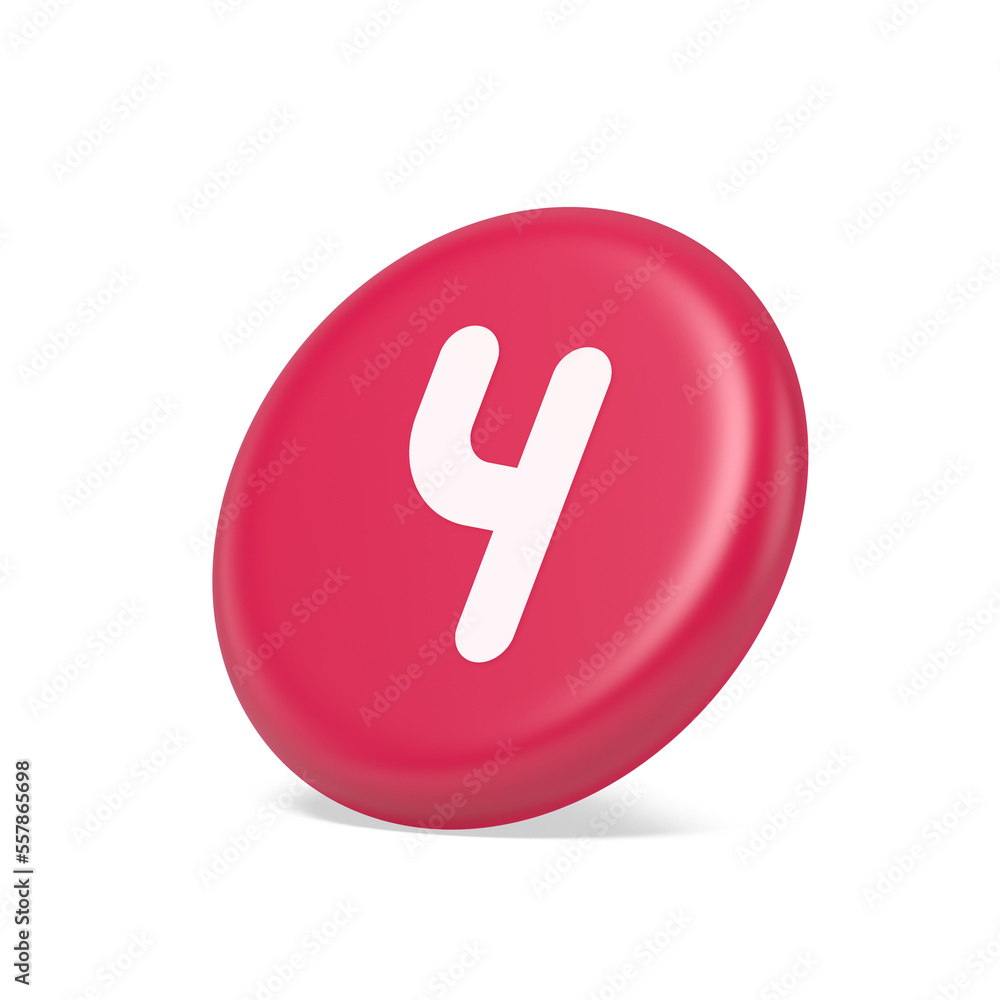 Aufkleber four number pink round button keyboard interface financial calculation service 3d side view icon