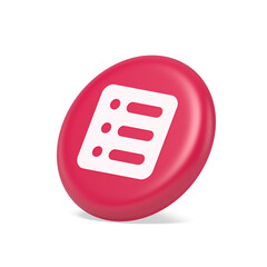 To do list agenda important message button planner business organizer time management 3d side view icon