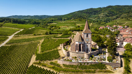 Hunawihr, Alsace, vue aérienne d'un des plus beaux villages de France