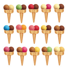 glace, crème, cône, crème glacée, aliment, coupe, dessert, bonbon, vecteur, froid, cône, biscuit, illustration, gaufres, sucré, tout parfums, coloré, 