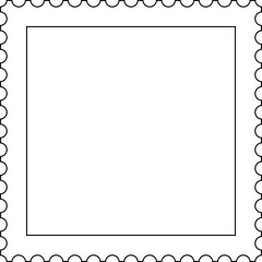 Obraz premium white with black outline stroke square blank postage stamp isolated on transparent background, icon, png illustration, clip art