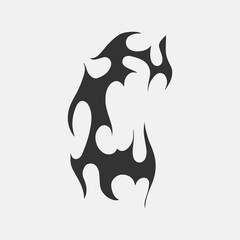 Popular and trending black and white vector fire ornament objects 2023 for tshirts, long sleeves, hoodies, parkas, streetwear, apparel and pajamas. Hand drawing of cool vector fire.