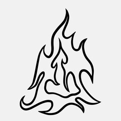 Popular and trending black and white vector fire ornament objects 2023 for tshirts, long sleeves, hoodies, parkas, streetwear, apparel and pajamas. Hand drawing of cool vector fire.