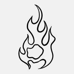 Popular and trending black and white vector fire ornament objects 2023 for tshirts, long sleeves, hoodies, parkas, streetwear, apparel and pajamas. Hand drawing of cool vector fire.