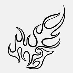 Popular and trending black and white vector fire ornament objects 2023 for tshirts, long sleeves, hoodies, parkas, streetwear, apparel and pajamas. Hand drawing of cool vector fire.