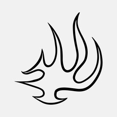 Popular and trending black and white vector fire ornament objects 2023 for tshirts, long sleeves, hoodies, parkas, streetwear, apparel and pajamas. Hand drawing of cool vector fire.