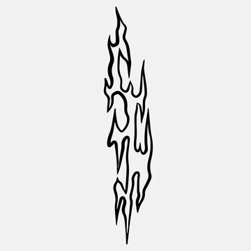 Popular and trending black and white vector fire ornament objects 2023 for tshirts, long sleeves, hoodies, parkas, streetwear, apparel and pajamas. Hand drawing of cool vector fire.