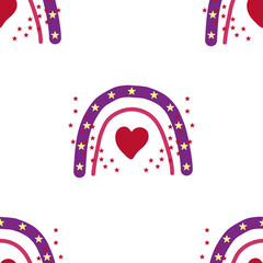 Seamless pattern with romantic rainbow design 