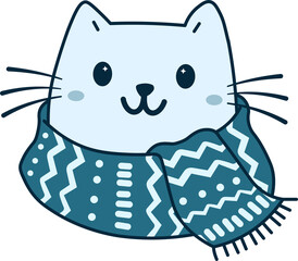 Cute cat with winter scarf