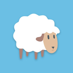 Set of cute cartoon sheep, Counting sheep to fall asleep on blue background. 