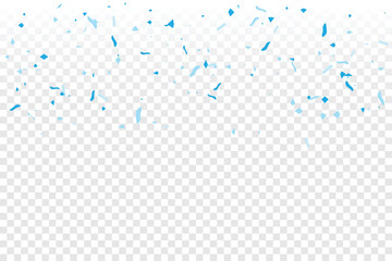 Blue Confetti On Transparent Background. Congratulations Banner. Celebration Event. Birthday. Argentina Flags color concept. Vector Illustration