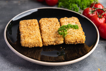 fish stick seafood deep fried snack fresh meal food snack on the table copy space food background rustic top view