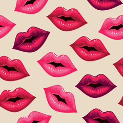 Obraz premium Vector seamless pattern with sexy red lips