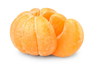 Peeled tangerine,mandarin or clementine. One wedge shown isolated png