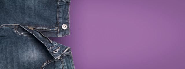 Jeans with open zip and copy space