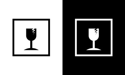 Fragile icon. Glass symbol warning sign. Packaging Symbol, fragile icon