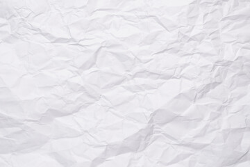 White crumpled paper texture background, clean white wrinkled paper, top view.