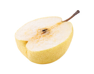 half yellow pear fruit isolated on transparent png