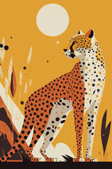 cheetah wild animal flat vector illustration background matisse poster © Vibrands Studio