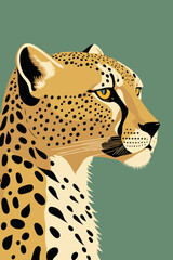 cheetah wild animal flat vector illustration background matisse poster © Vibrands Studio