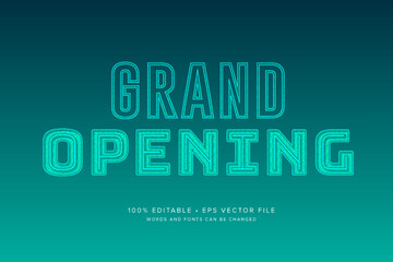 Grand opening 3d neon text effect with texture shape