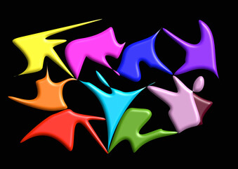 Abstract patterns coloured with black background	