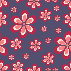 Floral seamless pattern in retro style. Modern print for fabric, textiles, wrapping paper. Vector illustration