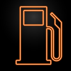 fuel pump neon sign, modern glowing banner design, colorful modern design trends on black background. Vector illustration.