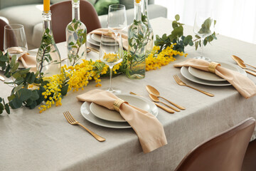 Beautiful setting and floral decor on served table