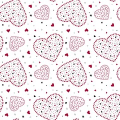 Seamless pattern with red hearts on a white background. Valentine's Day.