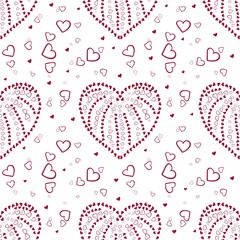 Seamless pattern with red hearts on a white background. Valentine's Day.