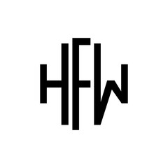 HFW letter logo design on white background. HFW creative initials letter logo concept. 