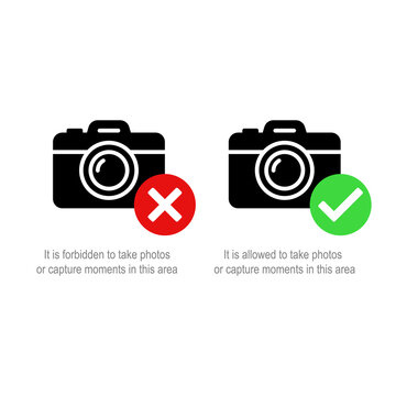 No photograph vector sign. Suitable for design element of signs prohibiting taking photos in certain places. Permission to take photos symbol.