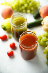 Healthy organic smoothies on a table