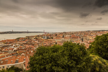 Fototapeta na wymiar The view of the beautiful cityscape of Lisbon, Portugal 
