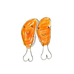 Cute cartoon fast food illustration. Kids style simple humburger with funny emotion character