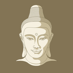 Buddha Head N° 2 Flat Illustration (Three Tones / Brown)