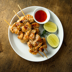 Chicken skewers with sweet chili and lime