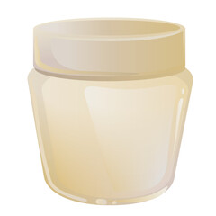 cream jar in beige color, isolated object on white background, vector illustration,