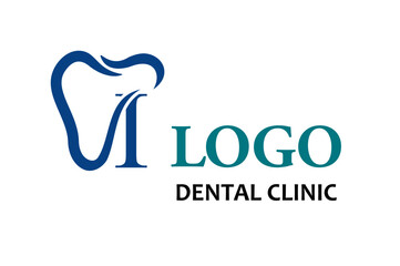 Initial Letter I with Tooth Line Art Icon for Dental Health Care and Dental Clinic, Dentistry Business Logo Idea Template