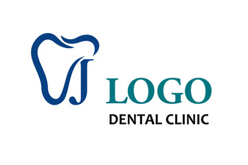 Obraz premium Initial Letter J with Tooth Line Art Icon for Dental Health Care and Dental Clinic, Dentistry Business Logo Idea Template