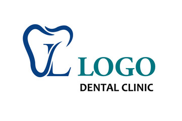 Initial Letter L with Tooth Line Art Icon for Dental Health Care and Dental Clinic, Dentistry Business Logo Idea Template
