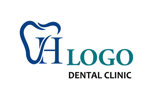 Initial Letter H with Tooth Line Art Icon for Dental Health Care and Dental Clinic, Dentistry Business Logo Idea Template