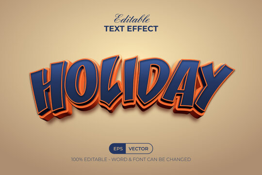 Holiday text effect orange and navy color style. Editable text effect.
