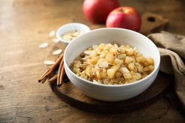 Homemade oatmeal porridge with apples