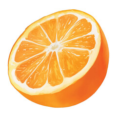 orange slice hand drawn with watercolor painting style illustration