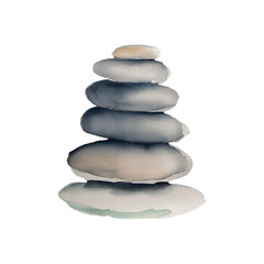 stone stacked hand drawn with watercolor painting style illustration