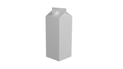 Mock up of white carton pack for milk or juice isolated on transparent background. 3D render